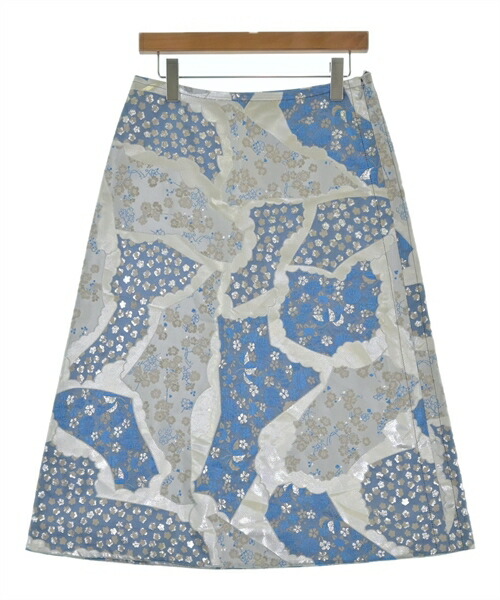 MARNI マルニ ロング・マキシ丈スカート レディース 40(M位) 白x青xシルバー(花柄) 【中古】【古着】