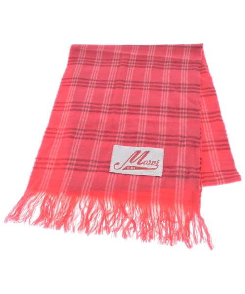 MARNI マルニ マフラー レディース - ピンクxエンジx白(チェック) 【中古】【古着】