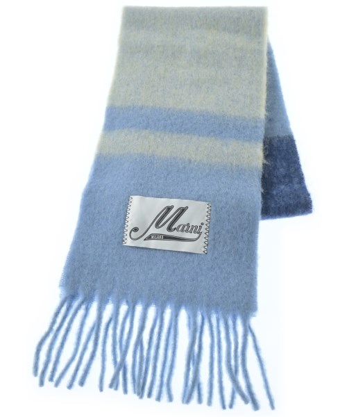 MARNI マルニ マフラー レディース - 水色x黄x紺(ボーダー) 【中古】【古着】