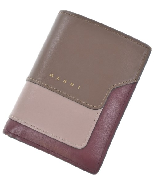 MARNI マルニ 財布・コインケース レディース - 茶xピンクベージュxエンジ 【中古】【古着】