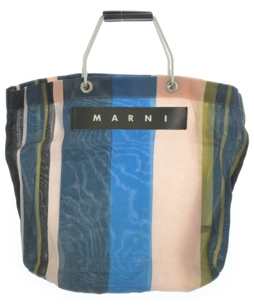 MARNI マルニトートバッグ レディース - 紺xサクラ色xカーキ(縞模様)【中古】【古着】