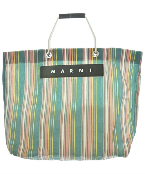 MARNI マルニトートバッグ レディース - 緑xサクラ色x白等(縞模様)【中古】【古着】
