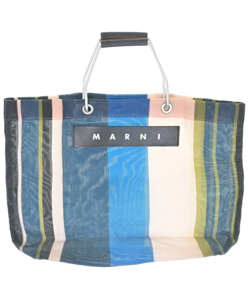 MARNI マルニトートバッグ レディース - 紺xサクラ色x黒等(縞模様)【中古】【古着】