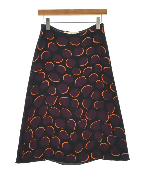 MARNI マルニひざ丈スコート レディース 40(M位) 黒x紫xオレンジ色(総柄)【中古】【古着】