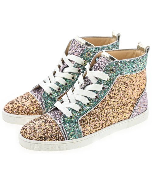 Christian Louboutin クリスチャンルブタンスニーカー レディース EU35 1/2(22糎位) ゴールドx青緑xサクラ色【中古】【古着】