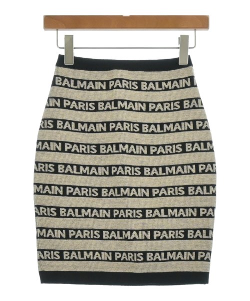 BALMAIN バルマンミニスカート レディース 38(S位) ベージュx黒(総柄)【中古】【古着】