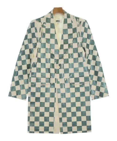 MM6 エムエムシックス チェスターコート レディース 36(XS位) 白x青緑(チェック) 【中古】【古着】