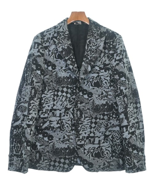 BLACK COMME des GARCONS ブラックコムデギャルソンカジュアルジャケット メンズ L グレーx黒(総柄)【中古】【古着】