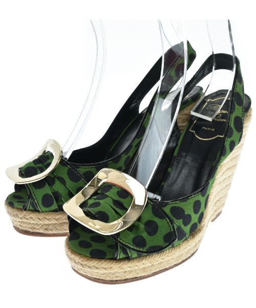 Roger Vivier ロジェヴィヴィエ サンダル レディース 36(22.5cm位) 緑x黒(ドット) 【中古】【古着】