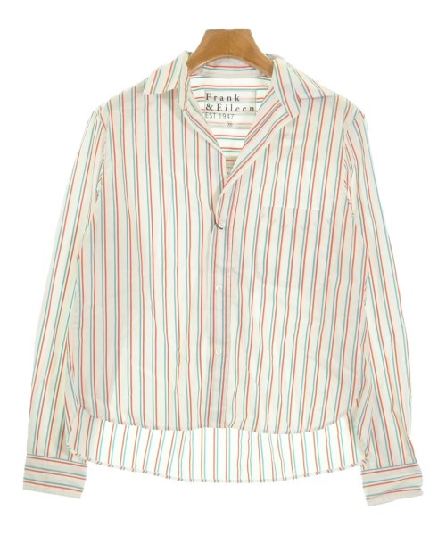 Frank&Eileen フランクアンドアイリーン カジュアルシャツ レディース XS 白xオレンジx緑(ストライプ) 【中古】【古着】