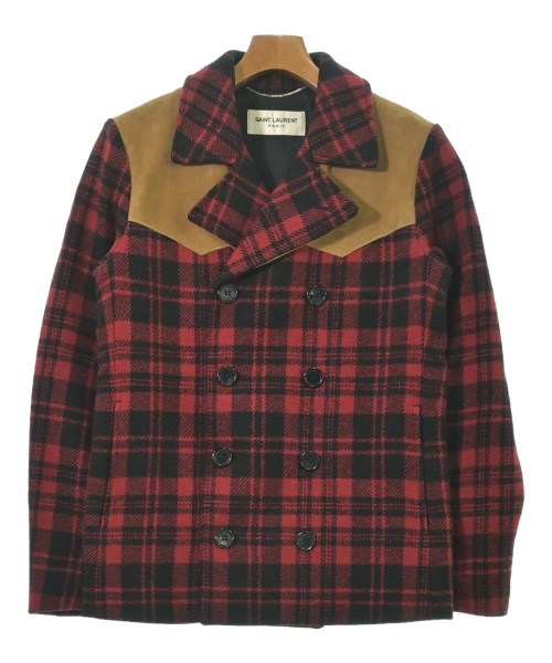SAINT LAURENT PARIS サンローランパリコート（余分の物） メンズ 42(XS位) 赤x黒(読み合わせる)【中古】【古着】