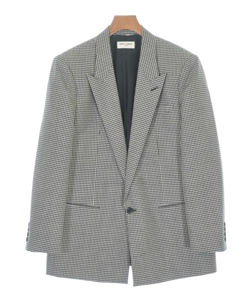 SAINT LAURENT PARIS サンローランパリ テーラードジャケット メンズ 52(XXL位) 白x黒(千鳥格子) 【中古】【古着】