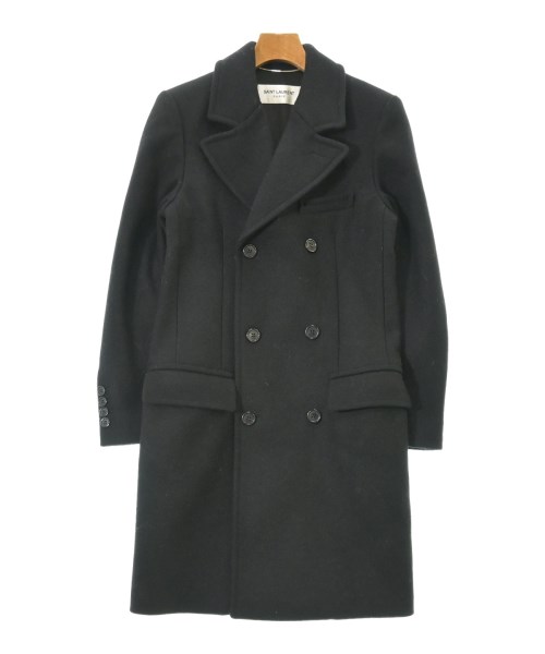 【希少】イヴサンローラン 金ボタン ダブル ウール Pコート ブルー S 2137125y0104_1.jpg