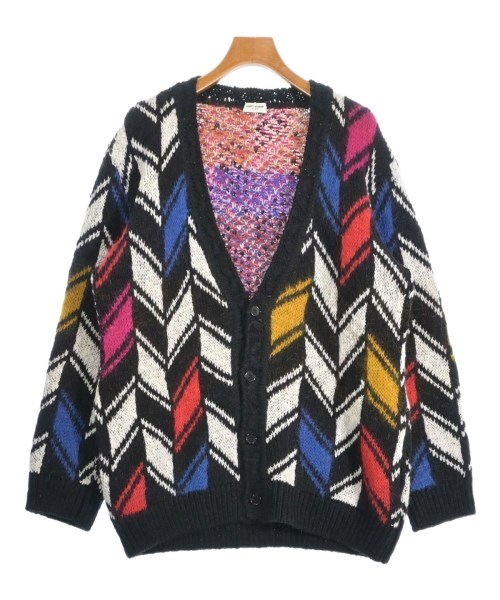 SAINT LAURENT PARIS サンローランパリ カーディガン メンズ XL 黒x赤x青等(総柄) 【中古】【古着】