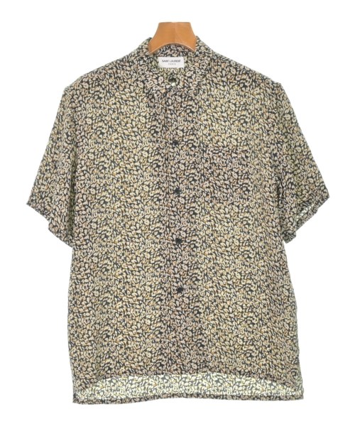 SAINT LAURENT PARIS サンローランパリ カジュアルシャツ メンズ 39(M位) 黒xベージュxオフホワイト(総柄) 【中古】【古着】