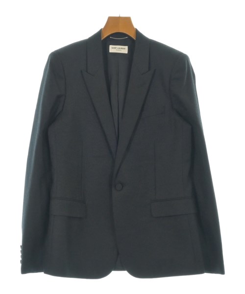 SAINT LAURENT PARIS サンローランパリ テーラードジャケット メンズ 48(L位) 黒(総柄) 【中古】【古着】