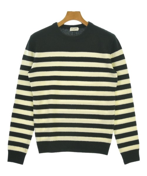 SAINT LAURENT PARIS サンローランパリニット・セーター メンズ XS 黒x白(間借り人)【中古】【古着】