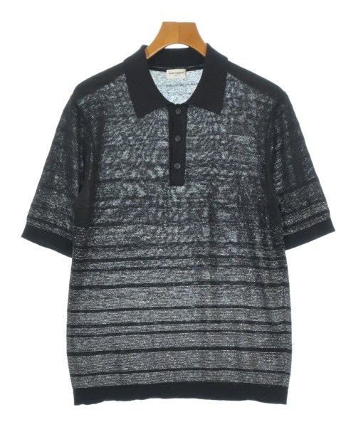SAINT LAURENT PARIS サンローランパリニット・セーター メンズ M 黒xしろがね色【中古】【古着】