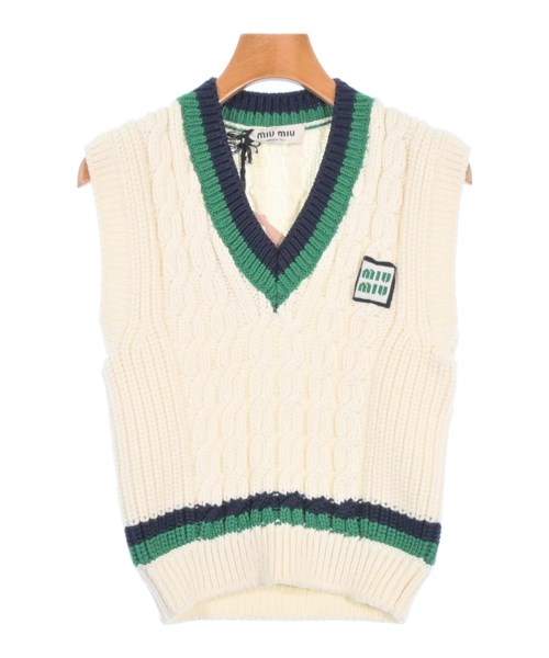 楽天市場】【中古】miu miuクロップドウールニットベスト オフ