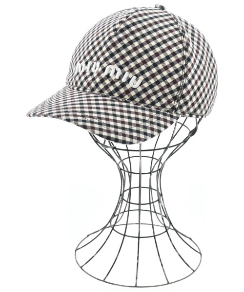 Miu Miu ミュウミュウキャップ レディース M 黒x白x茶(読み合わせる)【中古】【古着】
