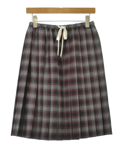 Miu Miu ミュウミュウ ひざ丈スカート レディース 36(XS位) グレーx赤x黒(チェック) 【中古】【古着】