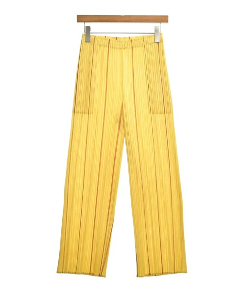 PLEATS PLEASE プリーツプリーズパンツ（余分の物） レディース -(S位) 黄x茶(縞模様)【中古】【古着】
