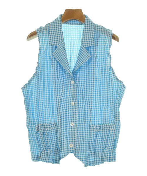 PLEATS PLEASE プリーツプリーズ カジュアルシャツ レディース 3(L位) 水色x白(チェック) 【中古】【古着】