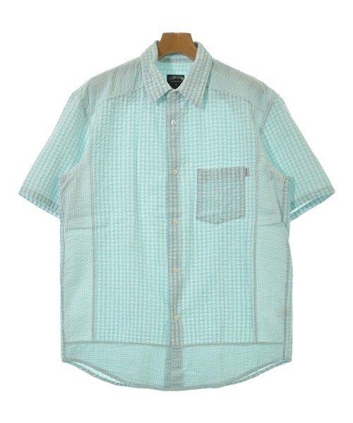 STUSSY ステューシーカジュアルシャツ メンズ L 水色x白(読み合わせる)【中古】【古着】