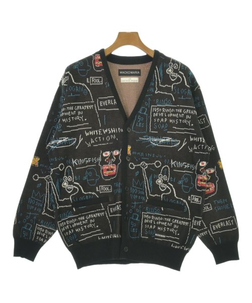 WACKO MARIA ワコマリアカーディガン メンズ M 黒x白x青(総柄)【中古】【古着】