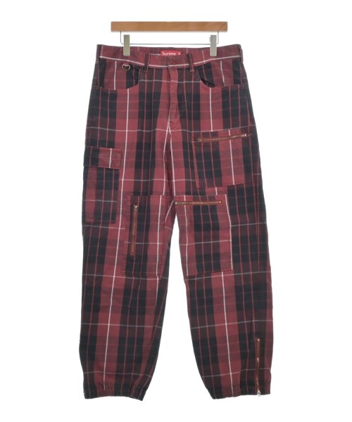 Supreme シュプリーム パンツ（その他） メンズ 34(XL位) 赤x黒x白(チェック) 【中古】【古着】