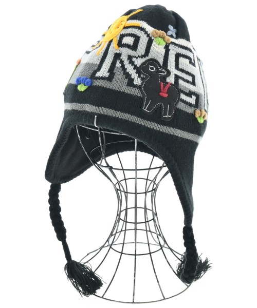 Supreme シュプリームニットキャップ・ビーニー メンズ - 黒x薄墨色x白等【中古】【古着】