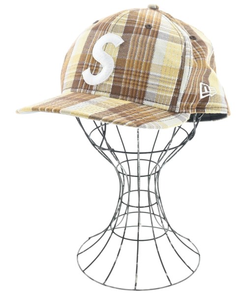 Supreme シュプリーム キャップ メンズ 61.5cm ベージュx白x茶等(チェック) 【中古】【古着】