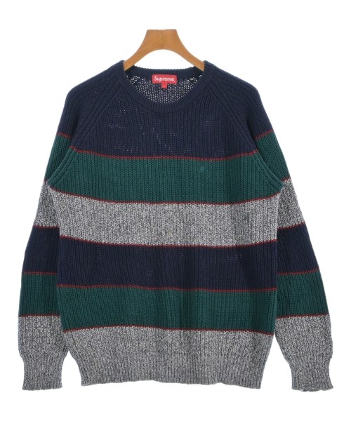 Supreme シュプリーム ニット・セーター メンズ L 紺x緑xグレー等(総柄) 【中古】【古着】