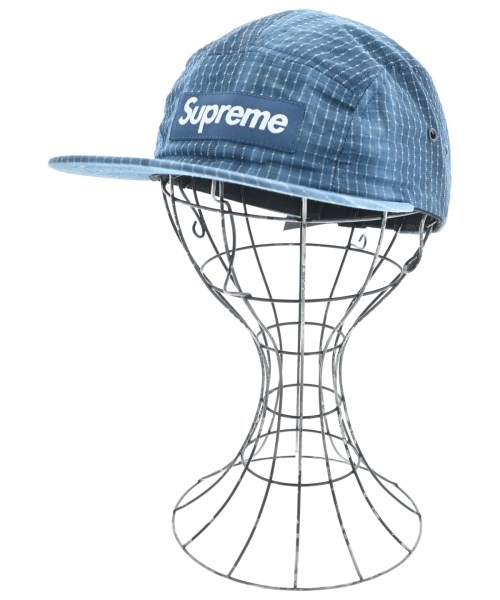 Supreme シュプリーム キャップ メンズ - 青(総柄) 【中古】【古着】