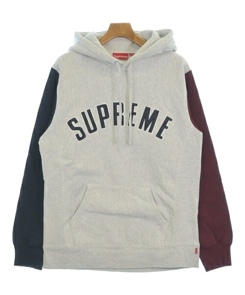 Supreme シュプリーム パーカー メンズ L グレーxエンジx紺 【中古】【古着】