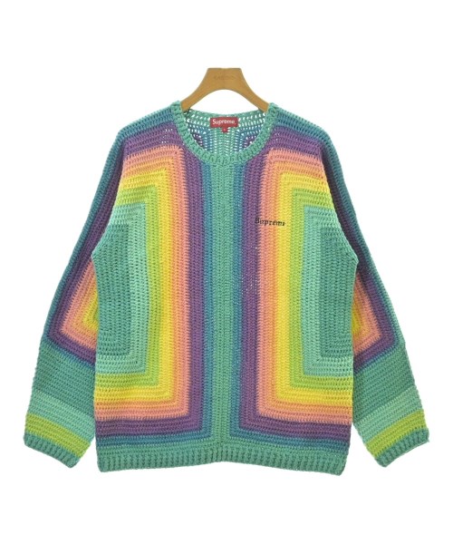 Supreme シュプリームニット・セーター メンズ L 水色xピンク等(ストライプ)【中古】【古着】