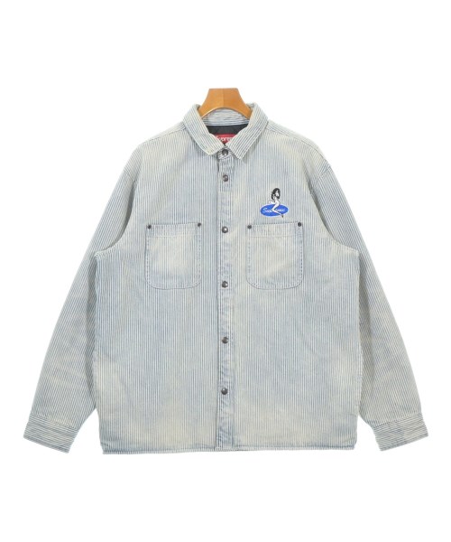Supreme シュプリームカジュアルシャツ メンズ L 青x白(縞模様)【中古】【古着】