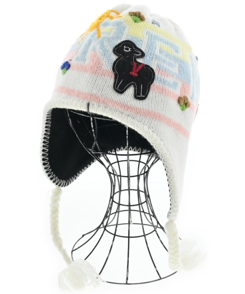 Supreme シュプリームニットキャップ・ビーニー メンズ - 白x水色x緑等(総柄)【中古】【古着】