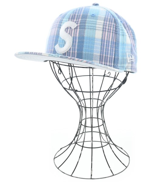 Supreme シュプリーム キャップ メンズ 58.7cm 水色xピンクx白等(チェック) 【中古】【古着】