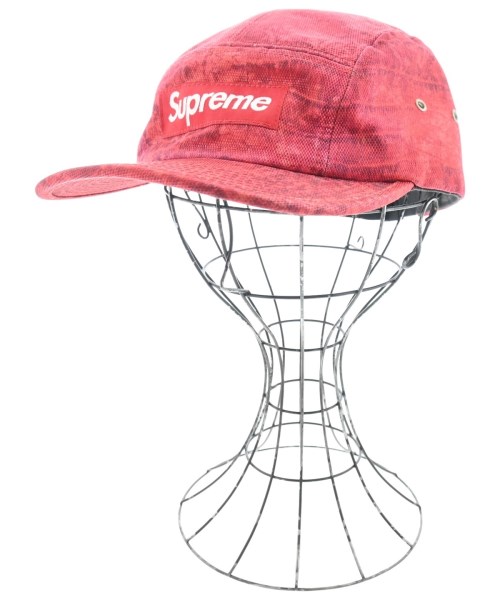 Supreme シュプリーム キャップ メンズ - 赤(総柄) 【中古】【古着】