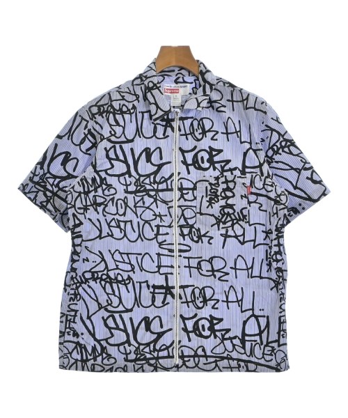 Supreme シュプリーム カジュアルシャツ メンズ M 青系x黒x白(総柄) 【中古】【古着】