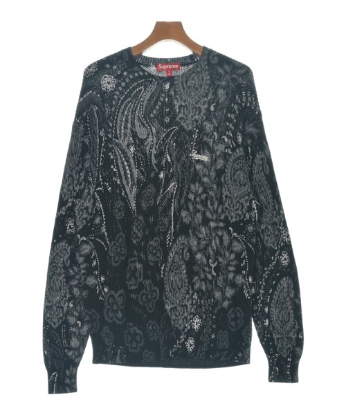 Supreme シュプリームニット・セーター メンズ M 黒x薄墨色x白(総柄)【中古】【古着】