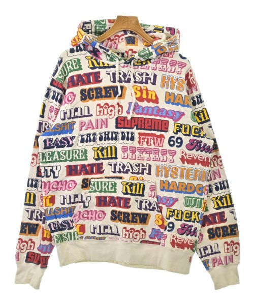 Supreme シュプリームパーカー メンズ L 白x赤x黄等(総柄)【中古】【古着】