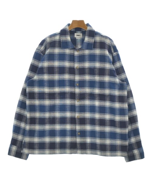 OBEY オベイ カジュアルシャツ メンズ L 青x紺x白(チェック) 【中古】【古着】