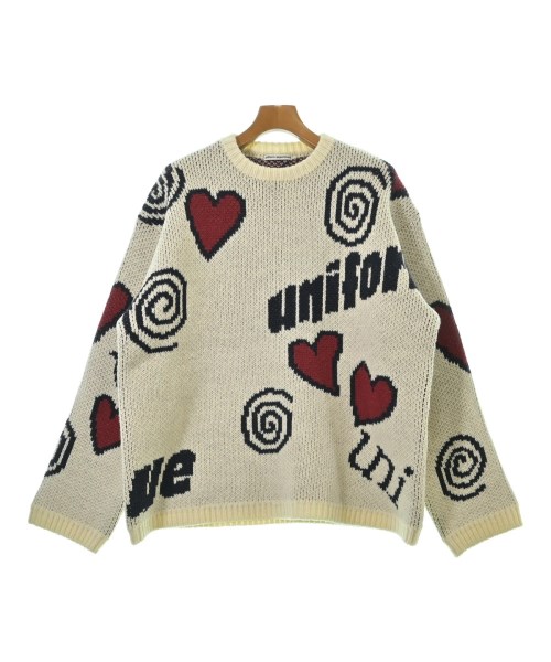 uniform experiment ユニフォームエクスペリメントニット・セーター メンズ F 象牙色x赤x黒(総柄)【中古】【古着】 メンズファッション-ニット・セーター