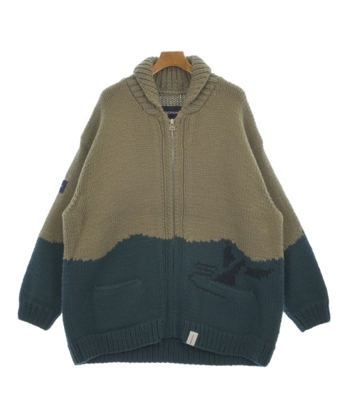 DESCENDANT ディセンダントカーディガン メンズ 4(XL位) ベージュ系x青x紺【中古】【古着】
