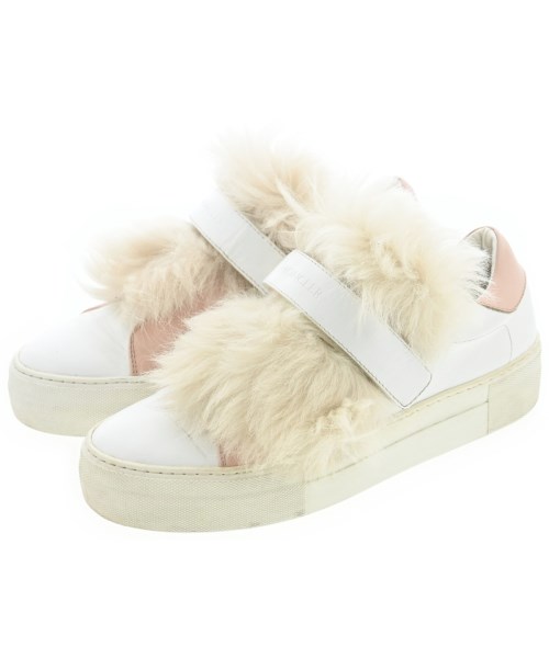 MONCLER モンクレールスニーカー レディース EU37(23.5糎位) 白xサクラ色xベージュ【中古】【古着】