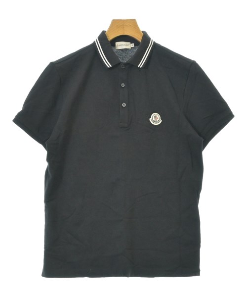 ［美品］MONCLER ブラック L ポロシャツ　袖トリコ　国内正規品4S442 美品］MONCLER ブラック L ポロシャツ 袖トリコ 国内正規品4S442
