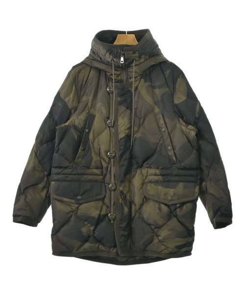 MONCLER モンクレール ダウンジャケット/ダウンベスト メンズ 2(M位) カーキx黒x茶(総柄) 【中古】【古着】