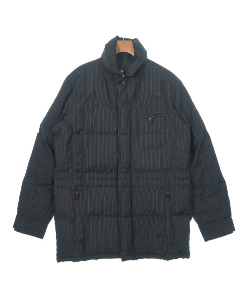 PYRENEX ピレネックス ダウンジャケット/ダウンベスト メンズ L 黒xグレー(ストライプ) 【中古】【古着】